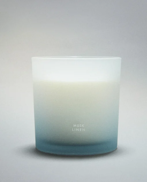 Candles*ZARA Home (350 G) Musk Linen Scented Candle Light Blue