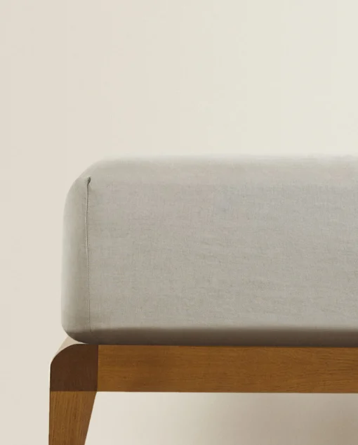 Fitted Sheets*ZARA Home (140 Gsm) Washed Linen Fitted Sheet Middle Grey