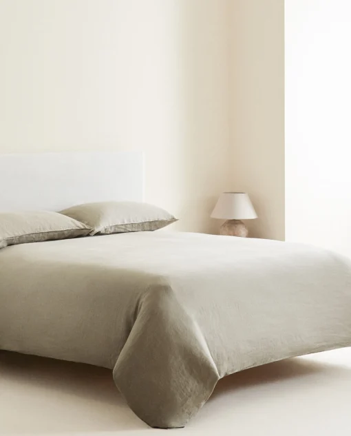 Fitted Sheets*ZARA Home (140 Gsm) Washed Linen Fitted Sheet Middle Grey