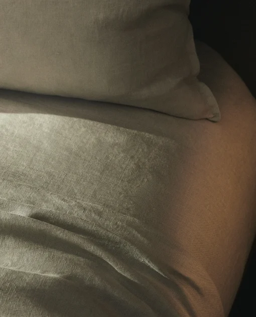 Fitted Sheets*ZARA Home (140 Gsm) Washed Linen Fitted Sheet Middle Grey