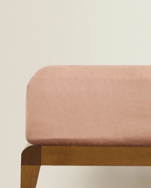Fitted Sheets*ZARA Home (140 Gsm) Washed Linen Fitted Sheet Pink