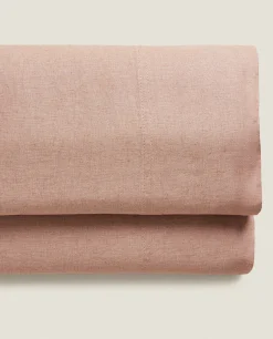 Flat Sheets*ZARA Home (140 Gsm) Washed Linen Flat Sheet Pink