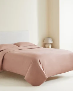 Flat Sheets*ZARA Home (140 Gsm) Washed Linen Flat Sheet Pink