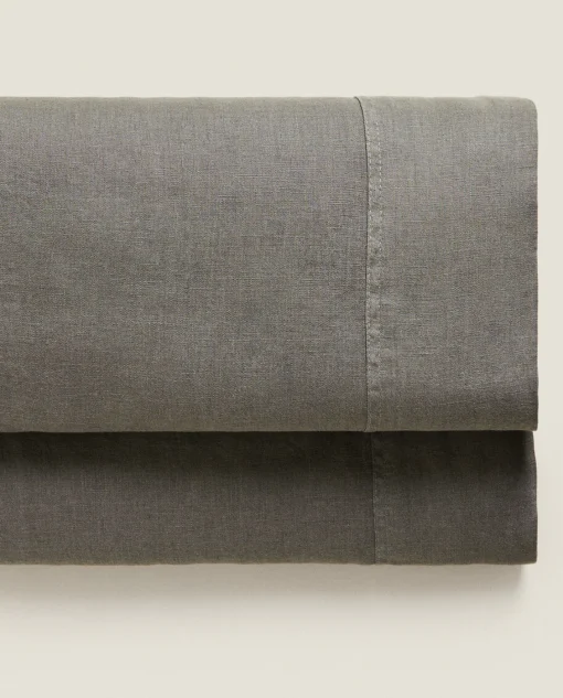 Flat Sheets*ZARA Home (140 Gsm) Washed Linen Flat Sheet Grey