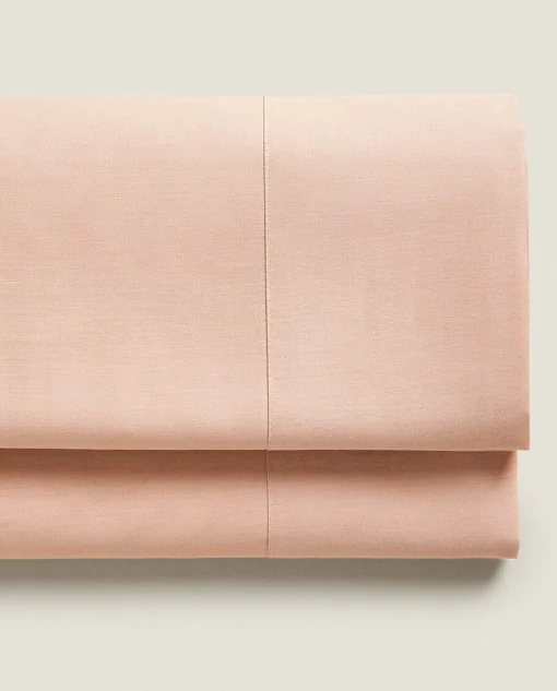 Flat Sheets*ZARA Home (180 Thread Count) Cotton Percale Flat Sheet Pink