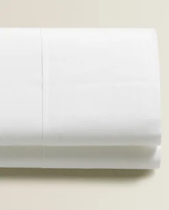 Flat Sheets*ZARA Home (180 Thread Count) Cotton Percale Flat Sheet White