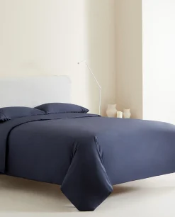 Flat Sheets*ZARA Home (300 Thread Count) Cotton Percale Flat Sheet Navy