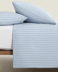 Duvet Covers*ZARA Home (300 Thread Count) Striped Washed Sateen Duvet Cover Blue