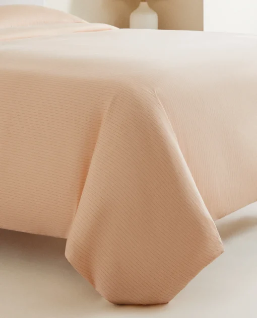 Duvet Covers*ZARA Home (300 Thread Count) Striped Washed Sateen Duvet Cover Coral