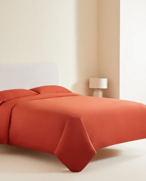 Flat Sheets*ZARA Home (300 Thread Count) Washed Sateen Flat Sheet Coral