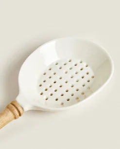 Kitchen Utensils*ZARA Home Acacia Slotted Spoon Cream