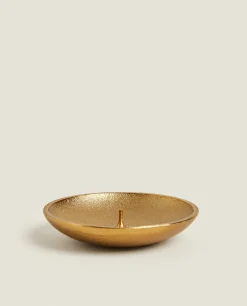Candlesticks And Tealight Holders*ZARA Home Aged Finish Tealight Holder Gold-T
