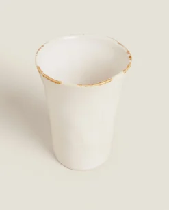 Glasses*ZARA Home Antique Finish Ceramic Tumbler Cream