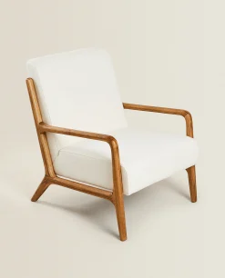Armchairs*ZARA Home Ash Wood And Linen Armchair Oyster White