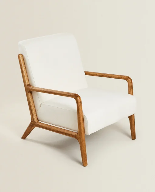 Armchairs*ZARA Home Ash Wood And Linen Armchair Oyster White