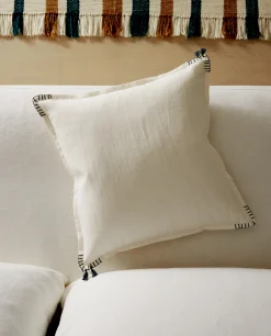 Solid*ZARA Home Backstitched Throw Pillow Cover Cream