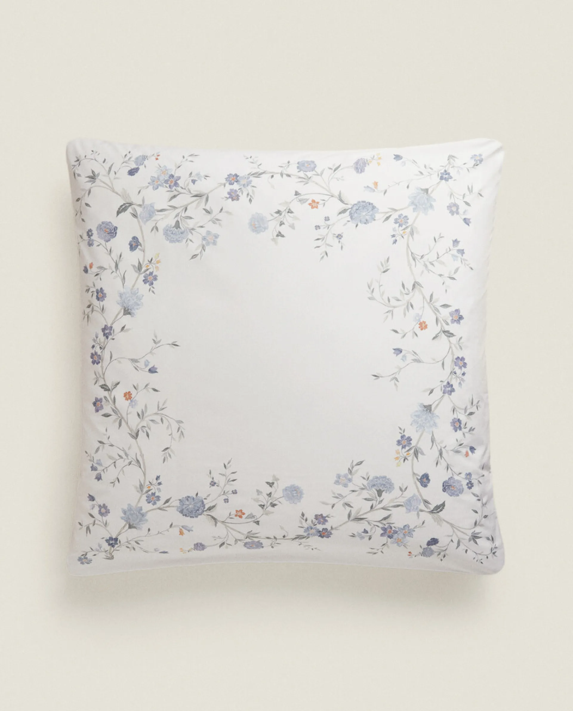 Pillowcases*ZARA Home Blue Flowers Pillowcase Oyster White