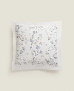 Pillowcases*ZARA Home Blue Flowers Pillowcase Oyster White