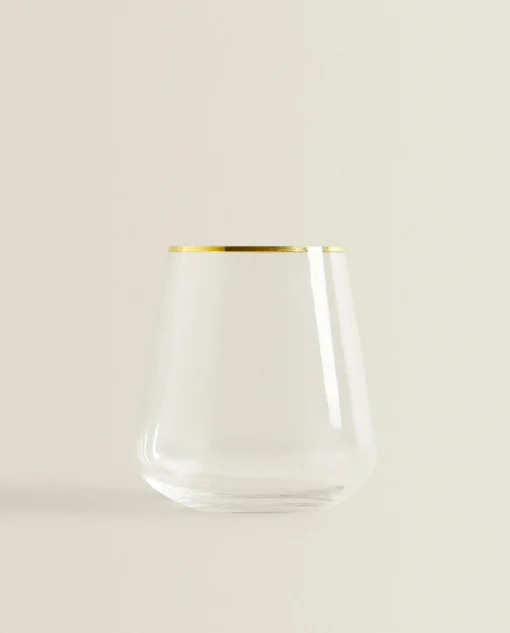 Tumblers*ZARA Home Bohemia Crystal Gold-Rimmed Tumbler Golden