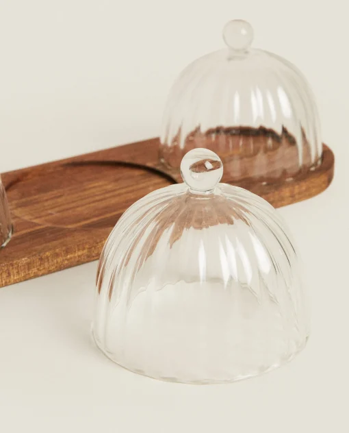 Borosilicate Glass*ZARA Home Borosilicate Glass And Wood Cake Plates Transparent