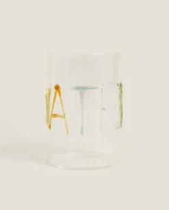 Tumblers*ZARA Home Borosilicate Glass Tumbler With Letters Transparent