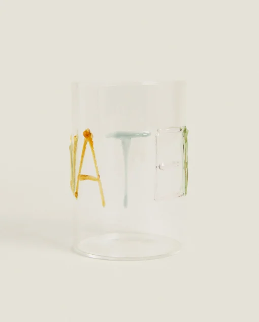 Tumblers*ZARA Home Borosilicate Glass Tumbler With Letters Transparent