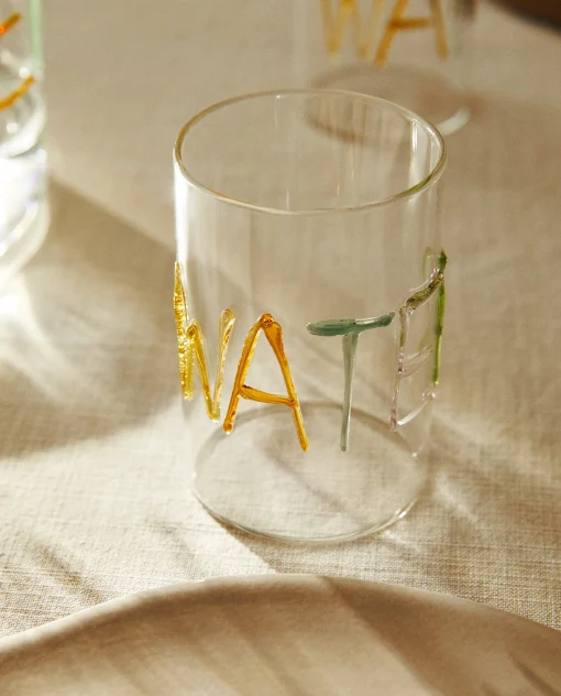 Tumblers*ZARA Home Borosilicate Glass Tumbler With Letters Transparent