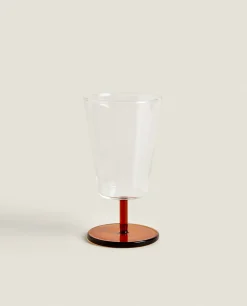Glasses And Flutes*ZARA Home Borosilicate Wine Glass With Colored Stem Orange