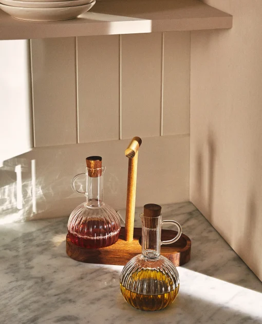 Kitchen Accessories*ZARA Home Bososilicate Glass And Wood Cruet Set Transparent