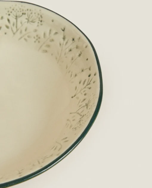 Dining*ZARA Home Bowl With Raised Floral Design For Christmas Green