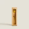 Cutlery*ZARA Home Box 4 Brunch Forks With Hammered Handle Golden