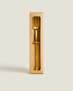 Cutlery*ZARA Home Box 4 Forks With Hammered Handle Golden