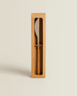 Cutlery*ZARA Home Box 4 Knives With Wood Pattern Handle Brown