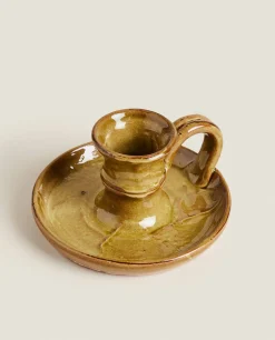 Candlesticks And Tealight Holders*ZARA Home Ceramic Candleholder Green