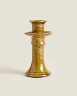 Candlesticks And Tealight Holders*ZARA Home Ceramic Candlestick Green