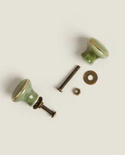 Door Knobs*ZARA Home Ceramic Door Knob (Pack Of 2) Green