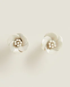 Door Knobs*ZARA Home Ceramic Flower Door Knob (Pack Of 2) Beige