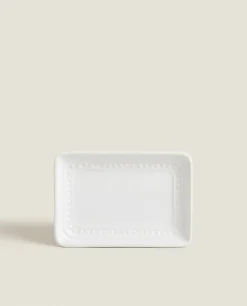 Soap Dishes*ZARA Home Ceramic Soap Dispenser With A Raised Design White