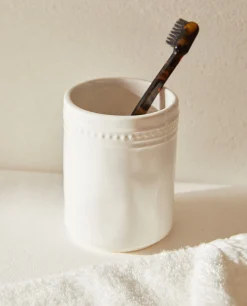 Glasses*ZARA Home Ceramic Tumbler With A Raised Design White