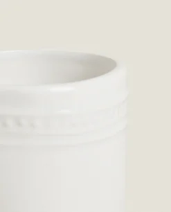 Glasses*ZARA Home Ceramic Tumbler With A Raised Design White