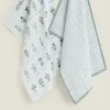 Garden*ZARA Home Check And Floral Print Cotton Tea Towel (Pack Of 2) Blue