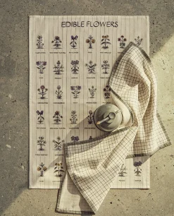 Garden*ZARA Home Check And Floral Print Cotton Tea Towel (Pack Of 2) Blue