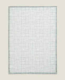 Garden*ZARA Home Check And Floral Print Cotton Tea Towel (Pack Of 2) Blue