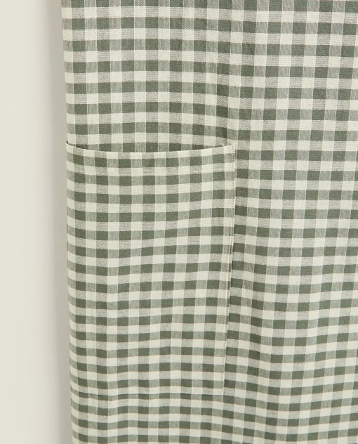 Kitchen Towels, Aprons And Bags*ZARA Home Check Apron With Ruffles Beige