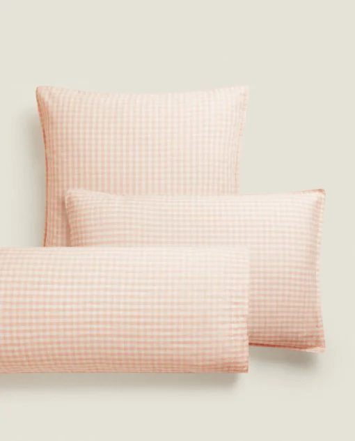 Pillowcases*ZARA Home Check Pillowcase Pink