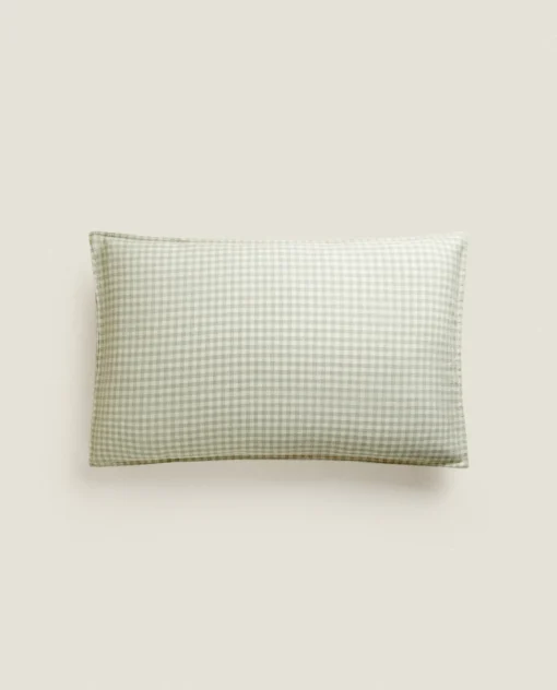 Pillowcases*ZARA Home Check Pillowcase Green