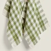 Kitchen Towels, Aprons And Bags*ZARA Home Check Waffle Kitchen Towel (Pack Of 2) Green