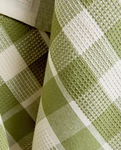 Kitchen Towels, Aprons And Bags*ZARA Home Check Waffle Kitchen Towel (Pack Of 2) Green