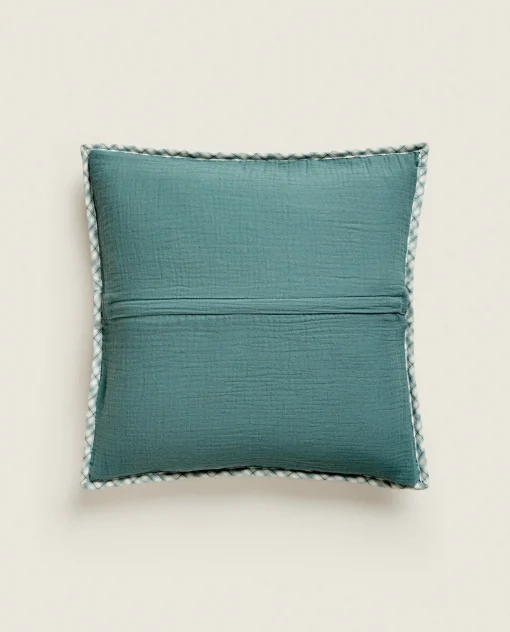 Kids*ZARA Home Children'S Checked Christmas Throw Pillow Cover Green
