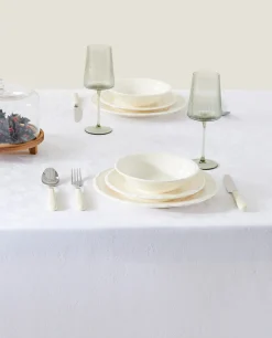 Dining*ZARA Home Christmas Glittery Floral Jacquard Tablecloth Golden